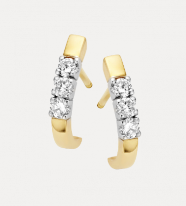 14 KARAAT GEEL- MET WITGOUDEN BICOLOR OORSTEKERS MET 6X 0.03 CARAAT BRILJANT TOTAAL 0.18 CARAAT.
Schitterende MEMOIRE half creolen met briljant geslepen diamanten. Perfect te combineren met MEMOIRE hangers armbanden en ringen.